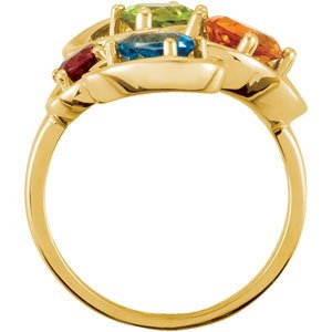 14K Yellow Gold Natural Citrine, Natural Swiss Blue Topaz, Natural Peridot & Natural Rhodolite Garnet Ring