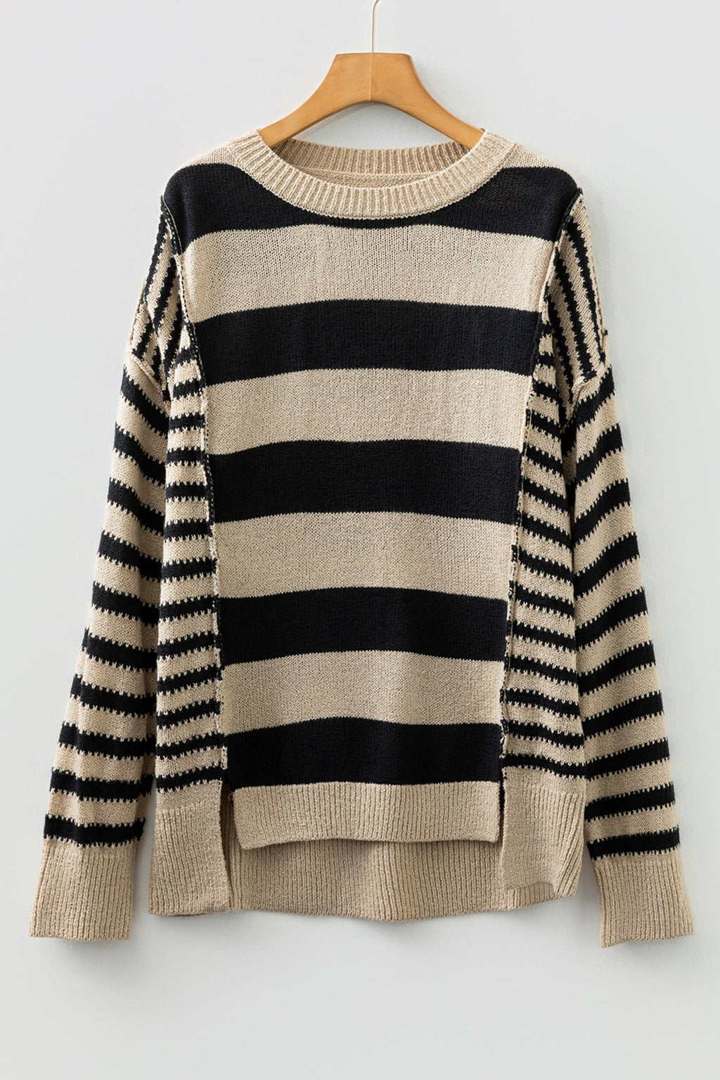 Stripe Patchwork Drop Shoulder Sleeve Sweater