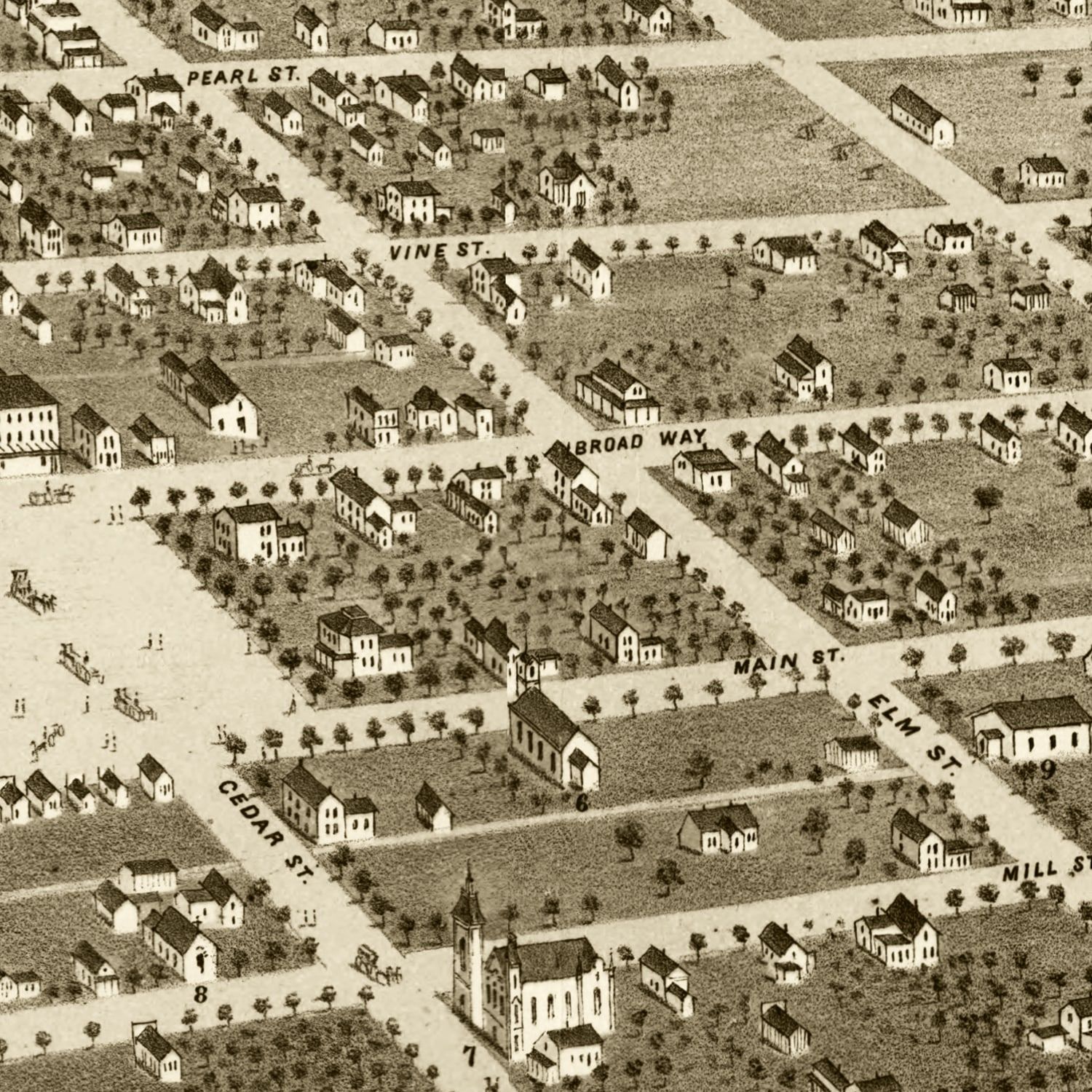 Vintage Map of Owatonna, Minnesota 1870