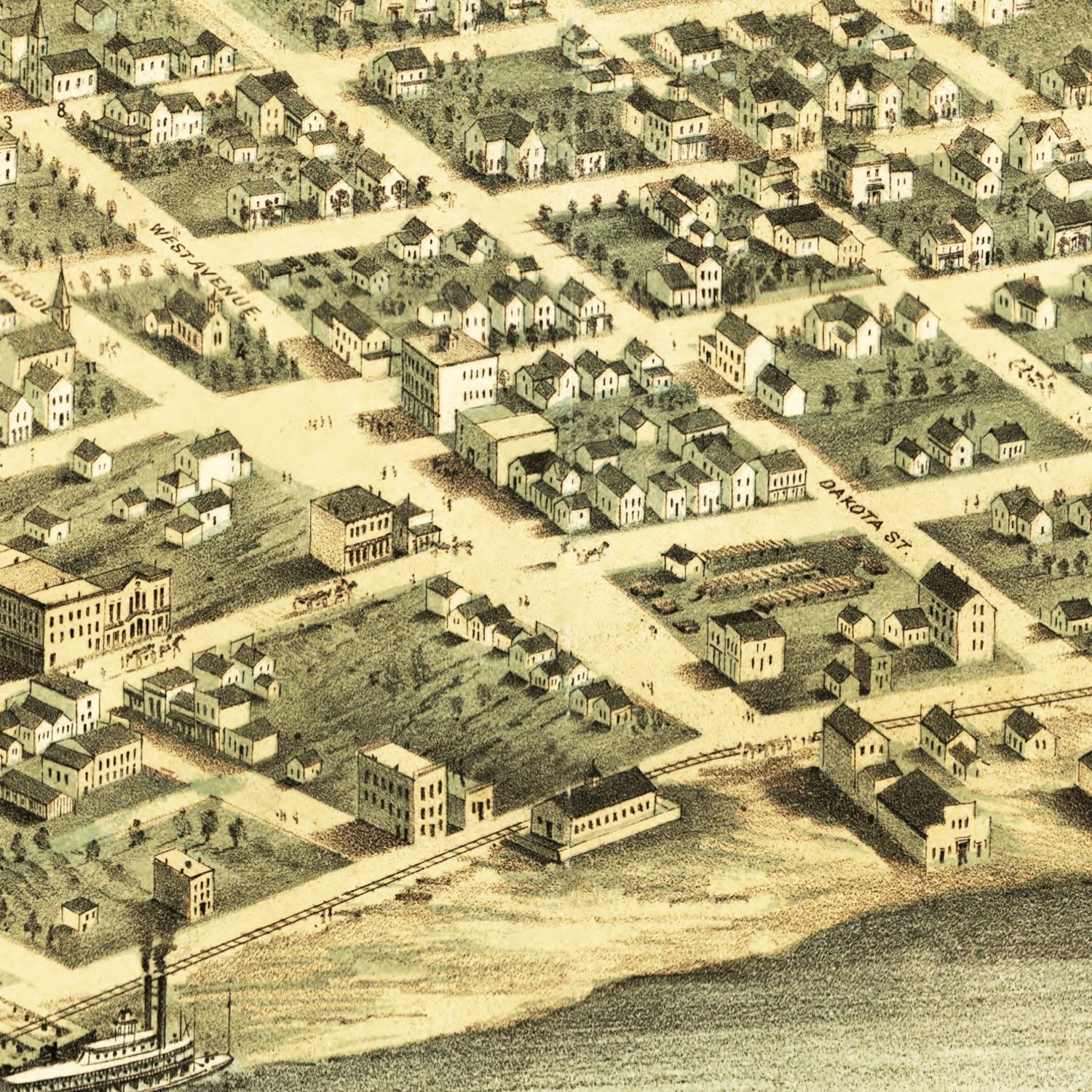 Vintage Map of Red Wing, Minnesota 1868