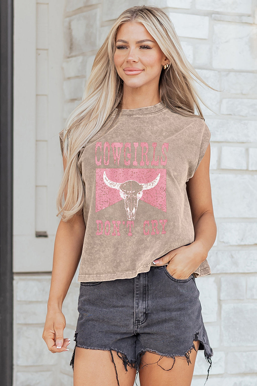 Western Cowgirls Don't Cry Graphic Tank Top