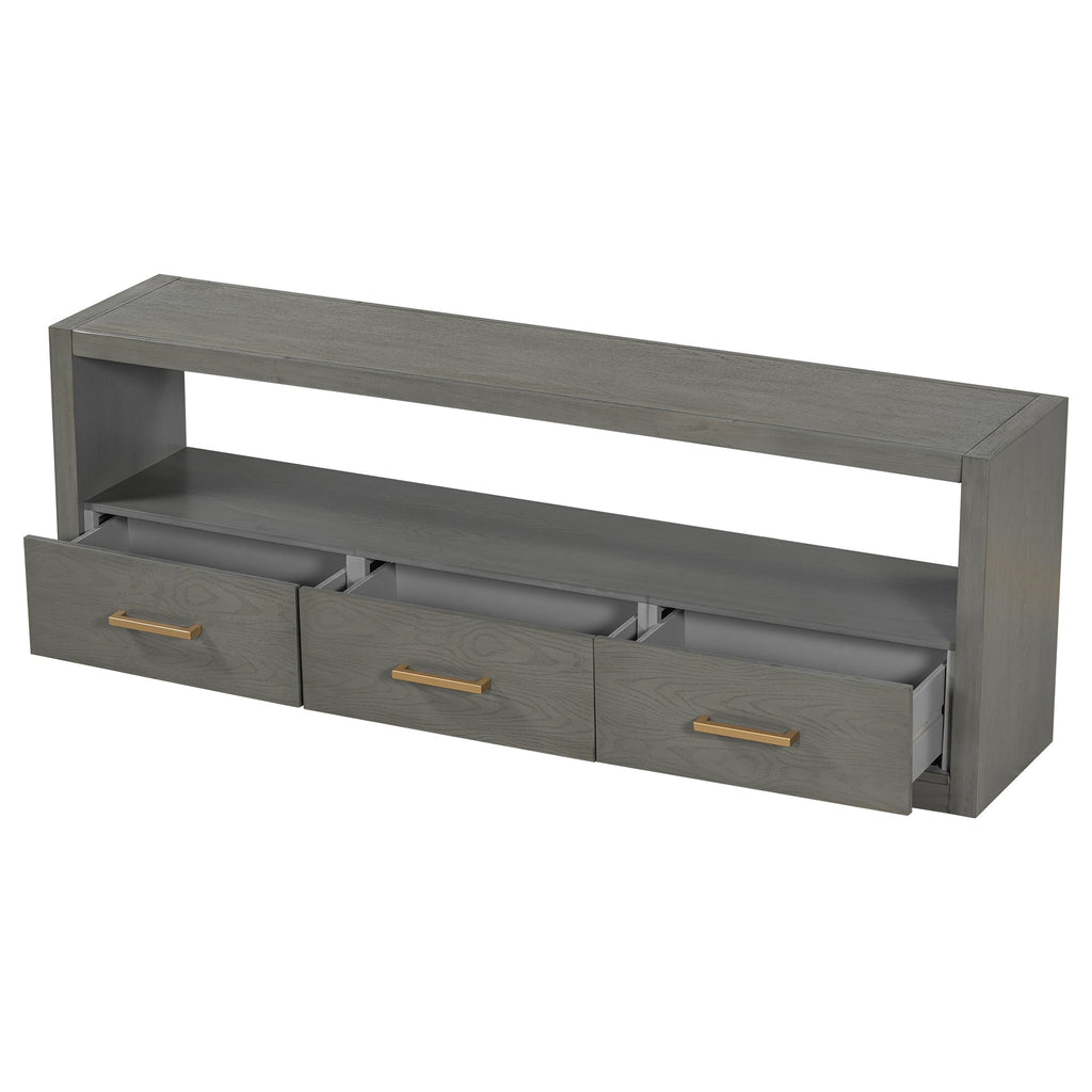 Mirod Stylish TV Stand with Ample Storage,Classic Design with Three Drawers and Spacious Surface,Minimalist Metal Handles,Versatile as TV Console or Side Cabinet