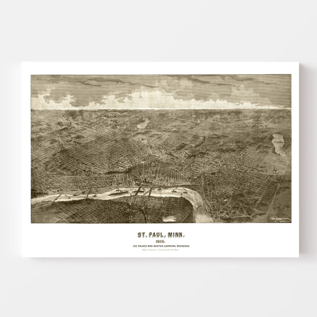 Vintage Map of St. Paul, Minnesota 1887