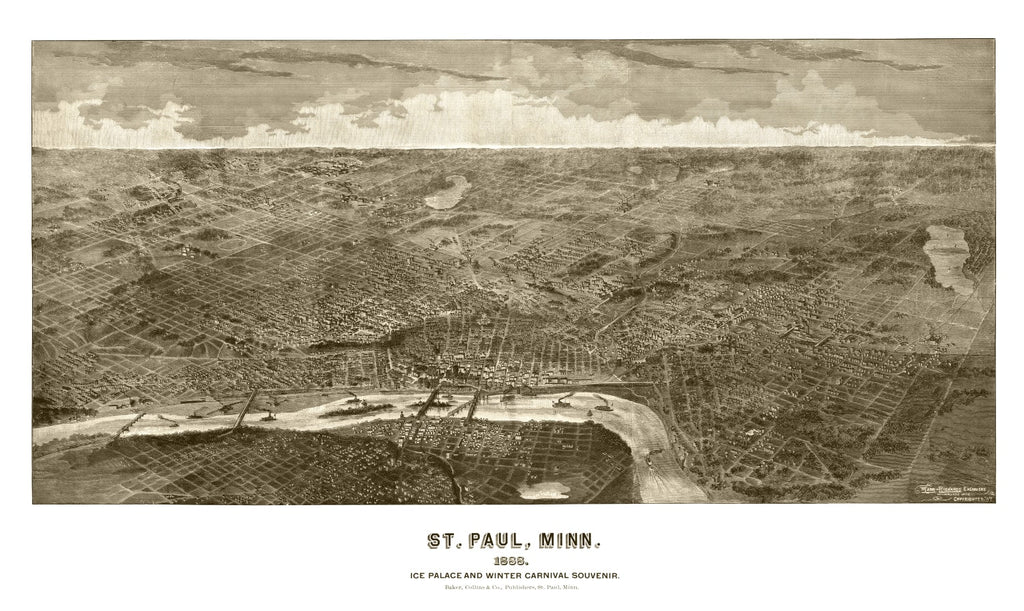 Vintage Map of St. Paul, Minnesota 1887