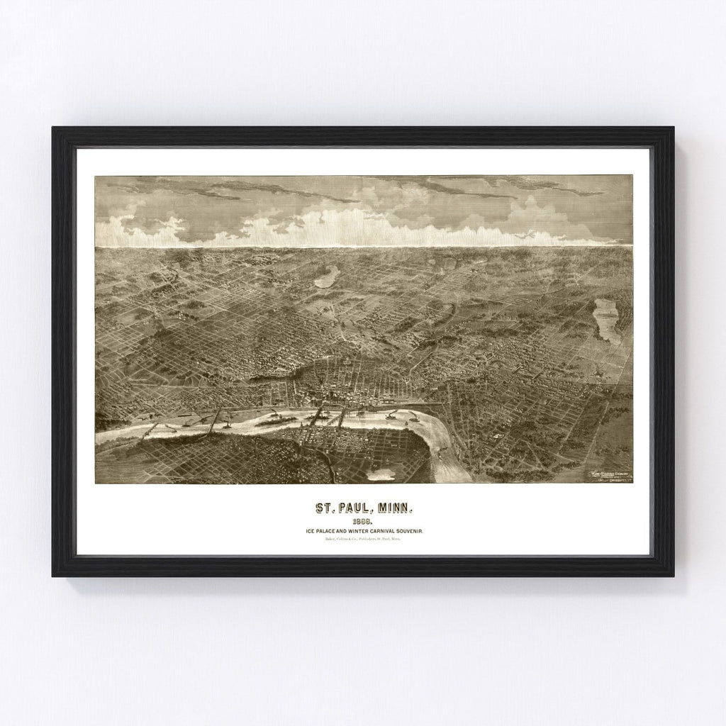 Vintage Map of St. Paul, Minnesota 1887