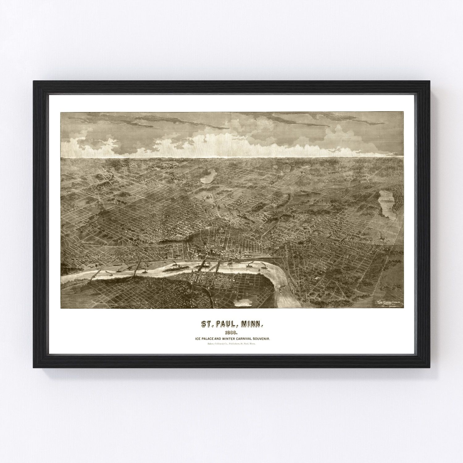 Vintage Map of St. Paul, Minnesota 1887