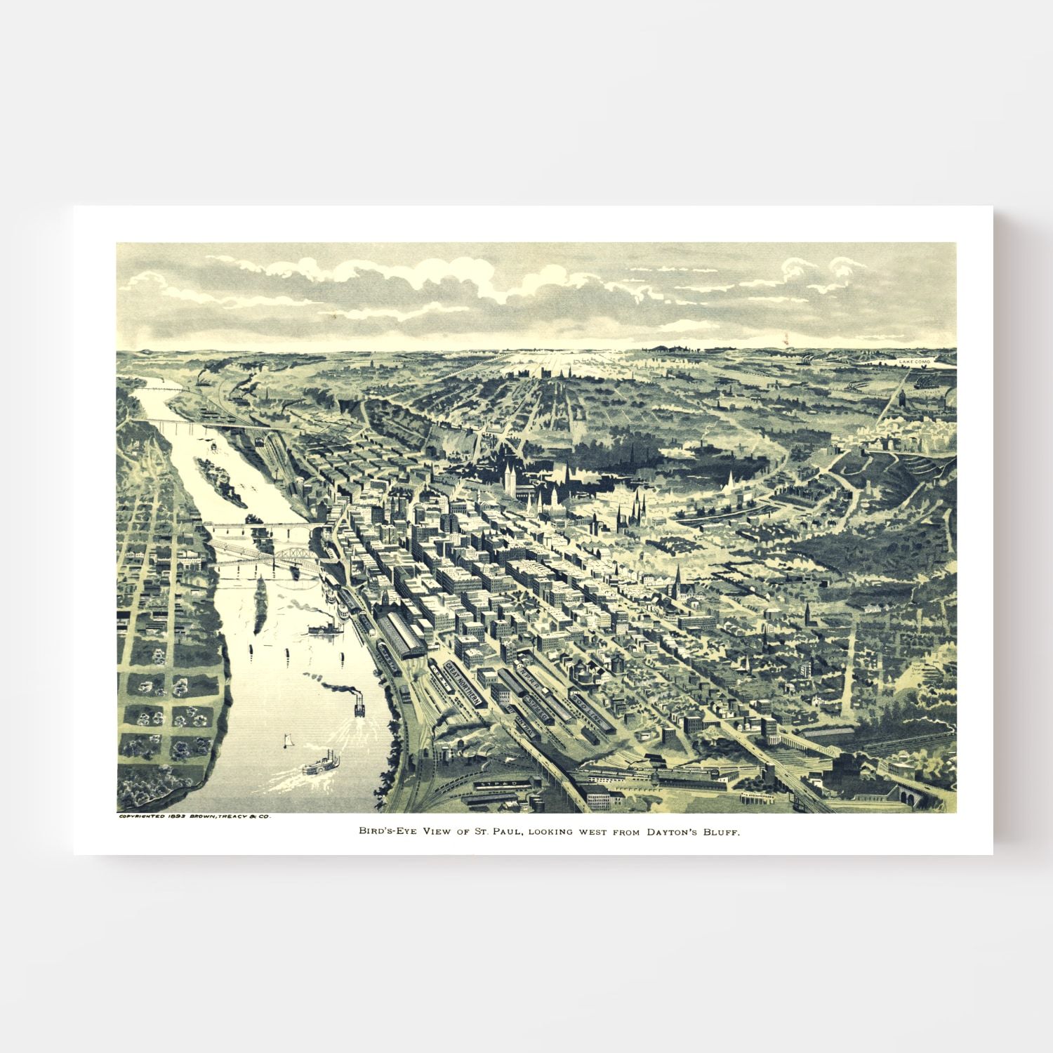 Vintage Map of St. Paul, Minnesota 1890