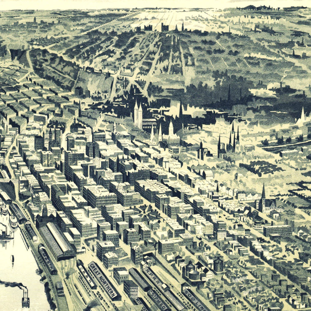 Vintage Map of St. Paul, Minnesota 1890
