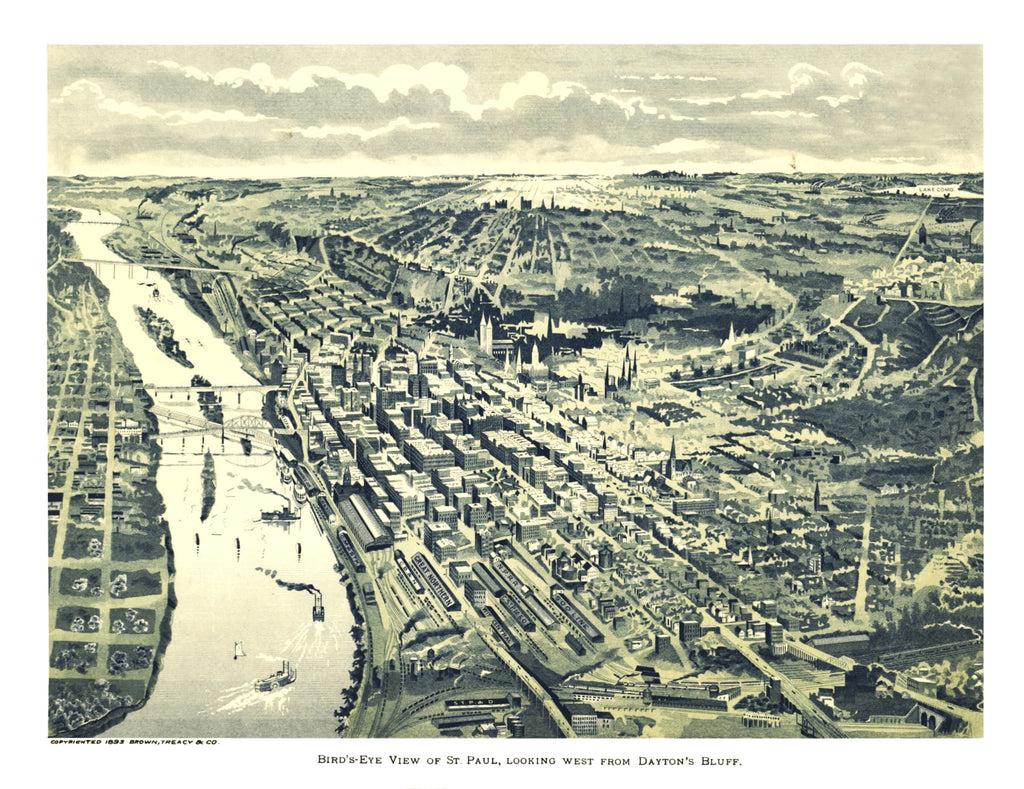 Vintage Map of St. Paul, Minnesota 1890