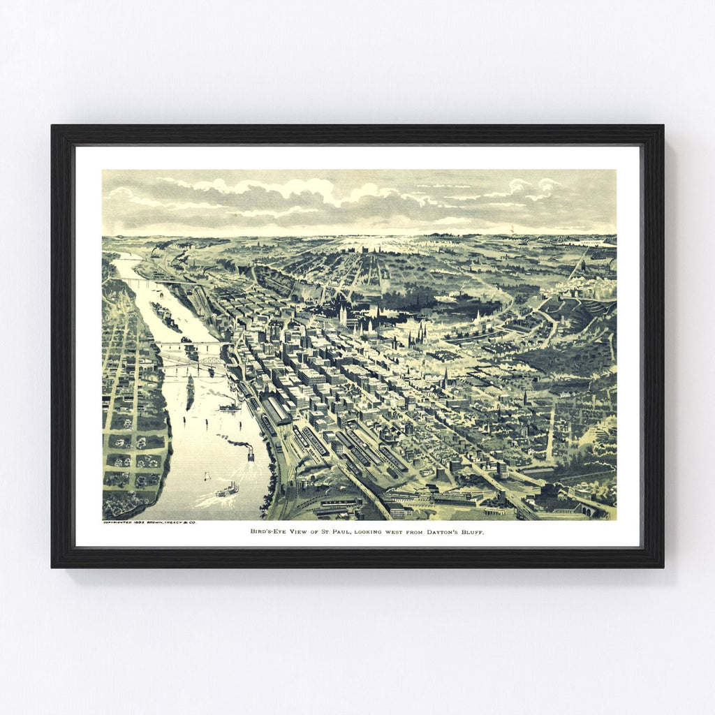 Vintage Map of St. Paul, Minnesota 1890
