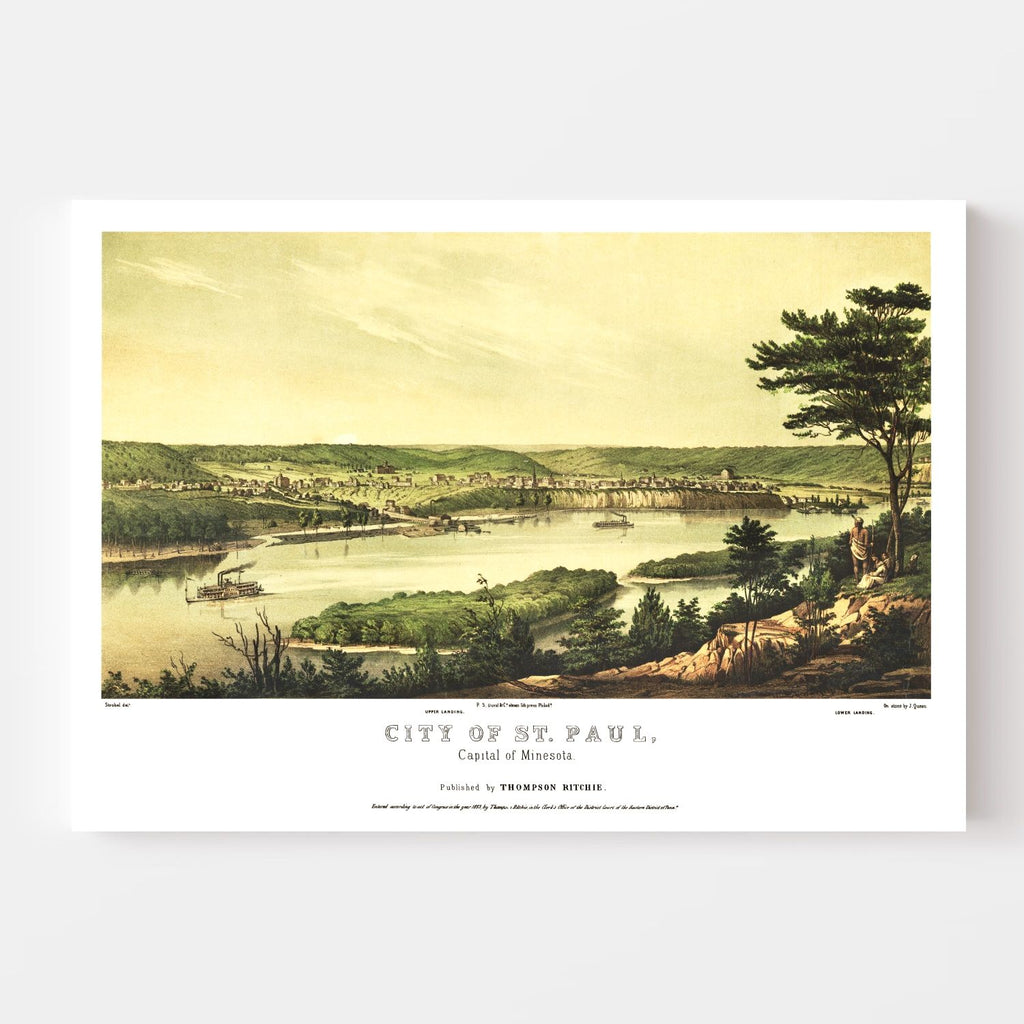 Vintage Map of St. Paul, Minnesota 1853