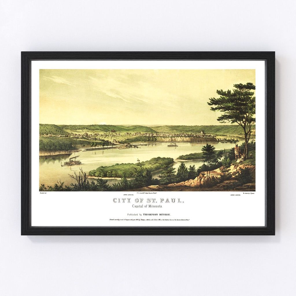 Vintage Map of St. Paul, Minnesota 1853