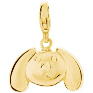 14K Yellow Gold Floppy Ear Dog Charm/Pendant
