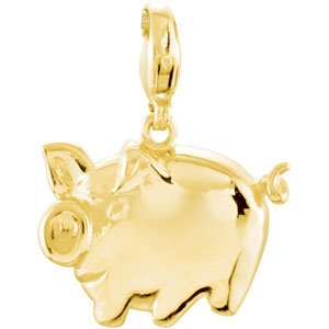 14K Yellow Gold Pig Charm/Pendant