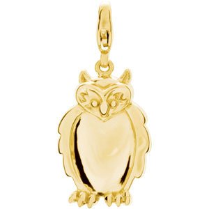 14K Yellow Gold Owl Charm/Pendant