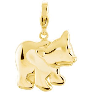14K Yellow Gold Bear Charm/Pendant