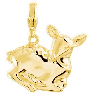 14K Yellow Gold Deer Charm/Pendant