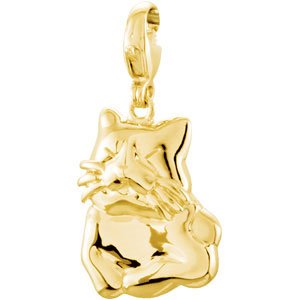 14K Yellow Gold Cat Charm/Pendant