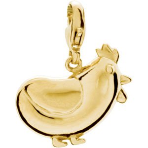 14K Yellow Gold Hen Charm/Pendant