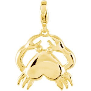 14K Yellow Gold Crab Charm/Pendant
