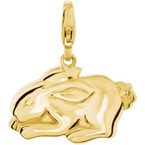 14K Yellow Gold Rabbit Charm/Pendant