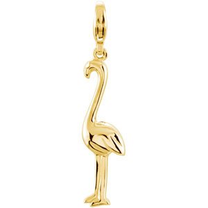 14K Yellow Gold Flamingo Charm/Pendant