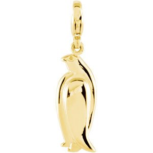 14K Yellow Gold Penguin Charm/Pendant