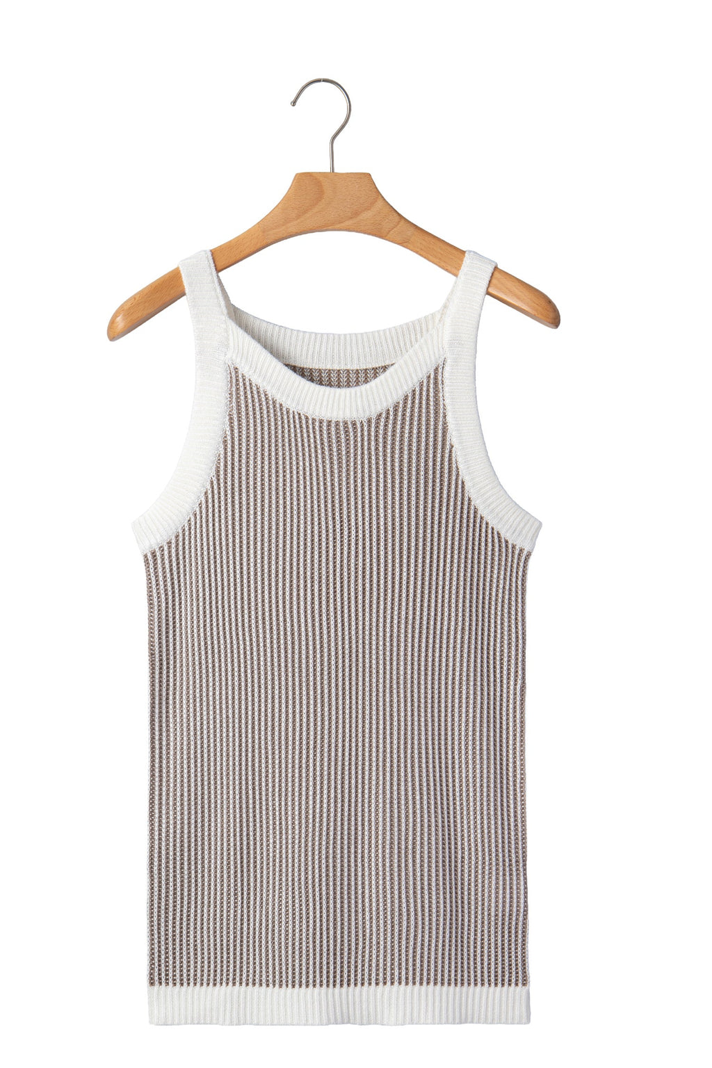 Ribbed Knit Contrast Trim Sweater Tank Top