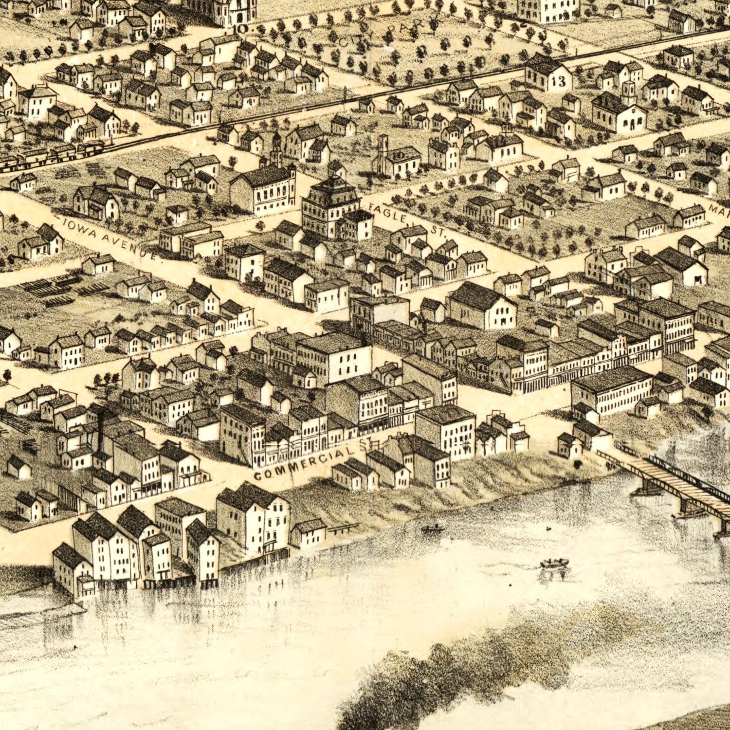 Vintage Map of Cedar Rapids, Iowa 1868