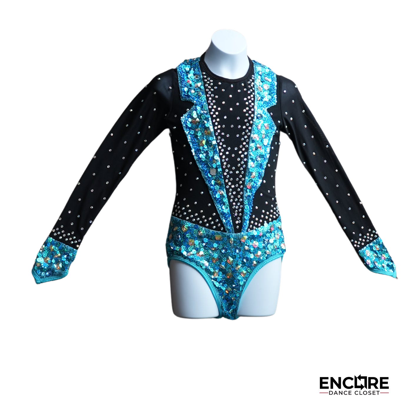 Tuxedo-Inspired Turquoise and Black Leotard