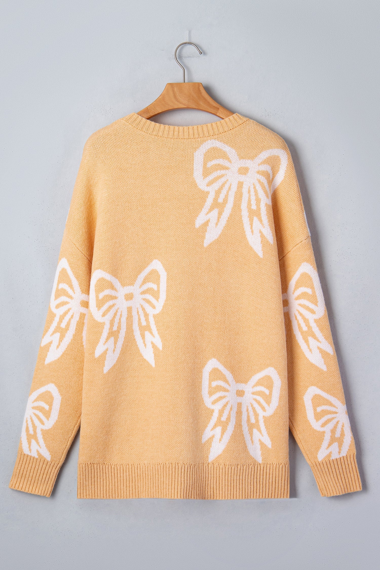 Bow Drop Shoulder Long Sleeve Sweater
