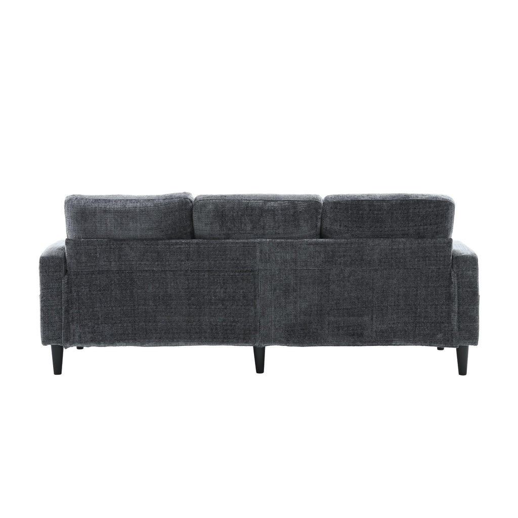 UNITED  WE WIN Sofa for three, solid wood frame, Chenille fabric, side pocket, with two cup holders, footstool with storagestorage sofa /Living room sofa cozy sectional  sofa