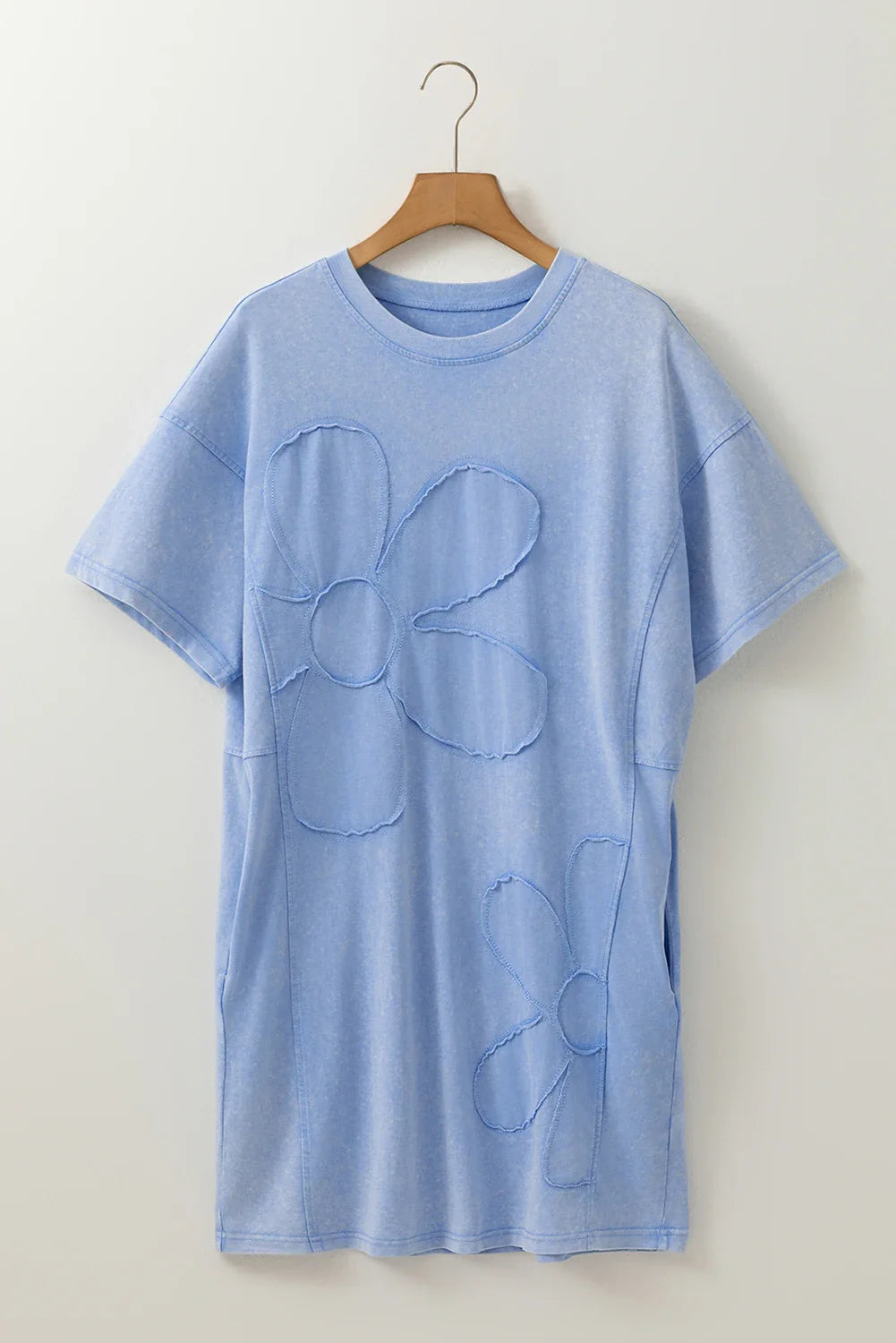 Flower Patchwork Mineral Wash Mini T-Shirt Dress