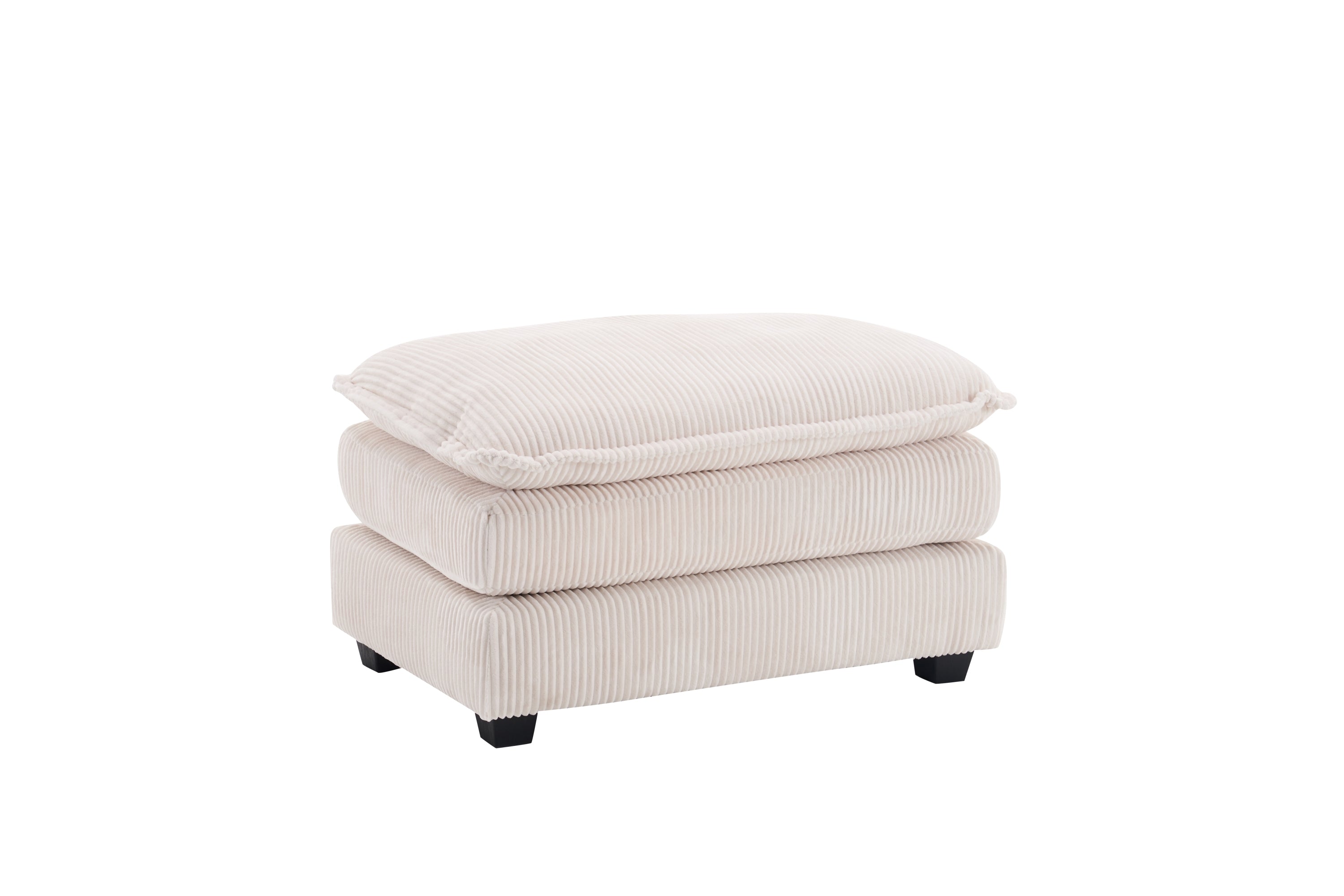 Corduroy 2-seats sofa With 2 back pillows,2 toss pillows and two ottoman,Comfy Sofa- Deep Seat Couch for Living Room,White