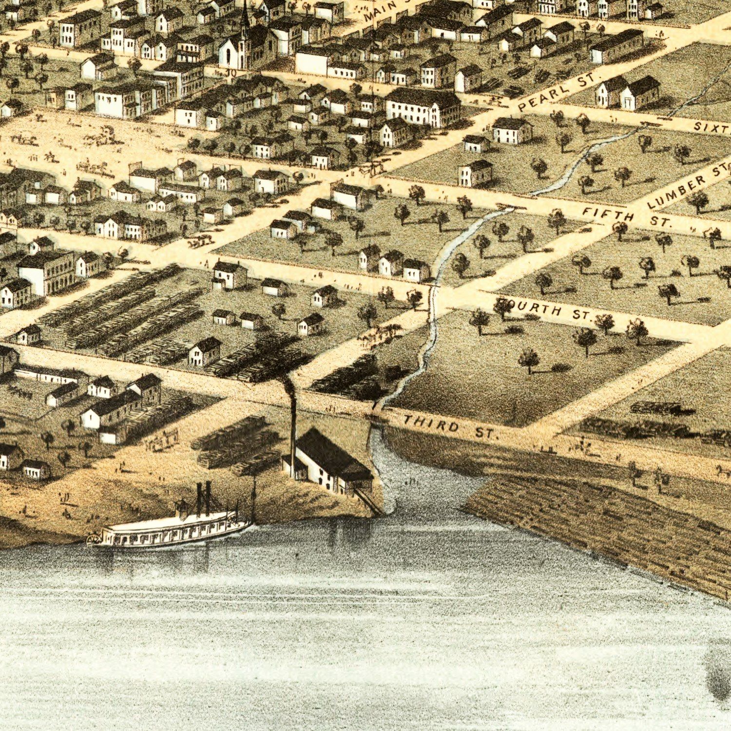 Vintage Map of Lyons, Iowa 1868