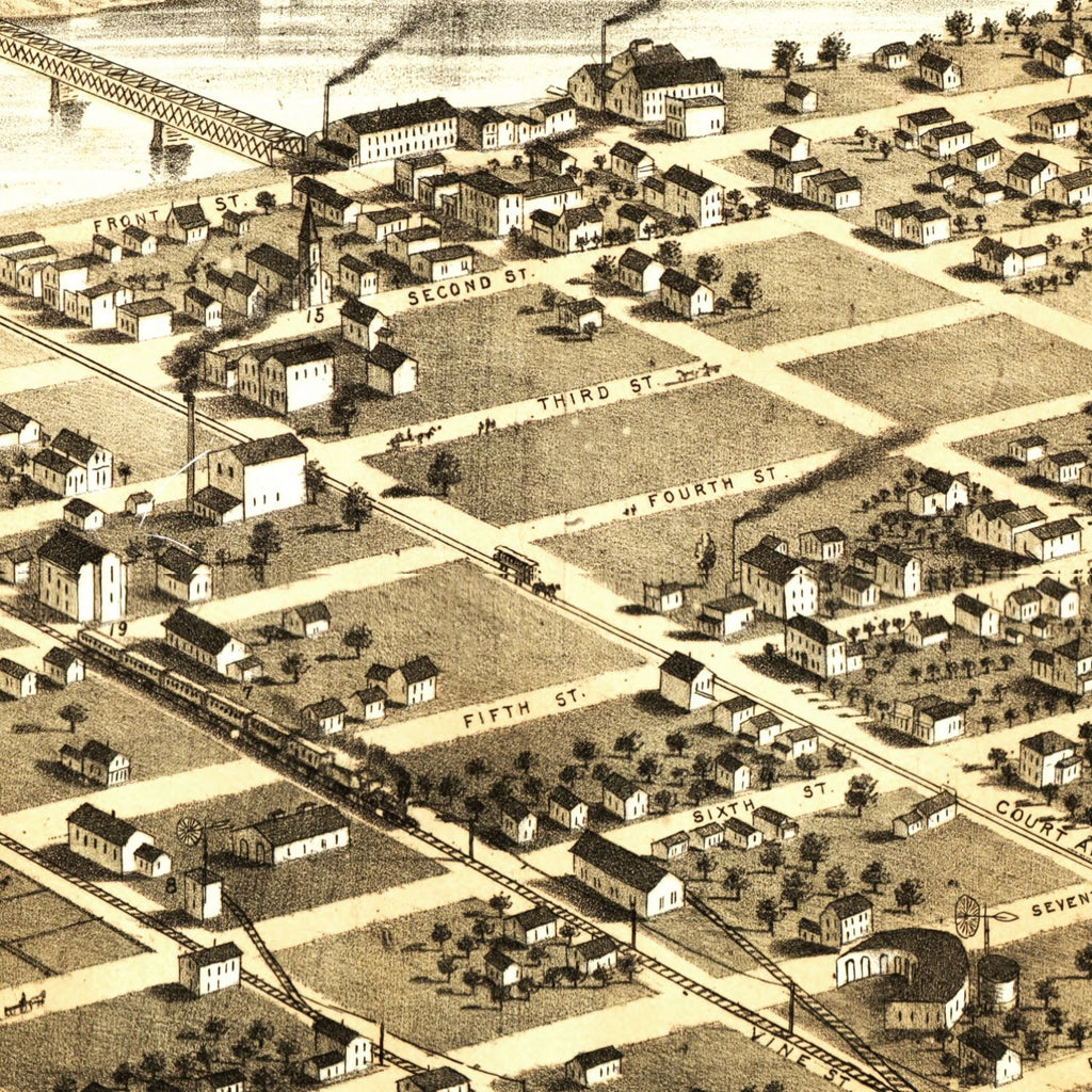Vintage Map of Des Moines, Iowa 1868