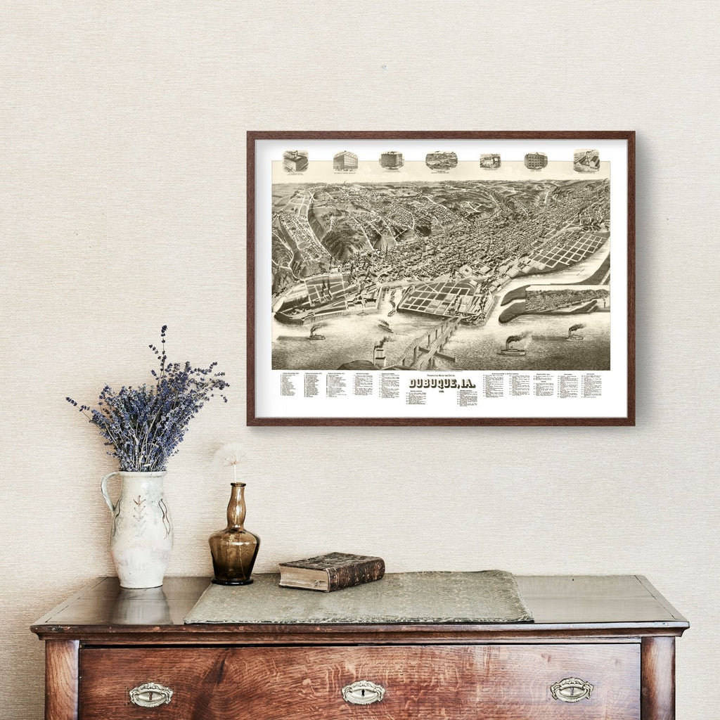 Vintage Map of Dubuque, Iowa 1889