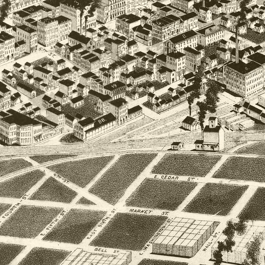 Vintage Map of Dubuque, Iowa 1889