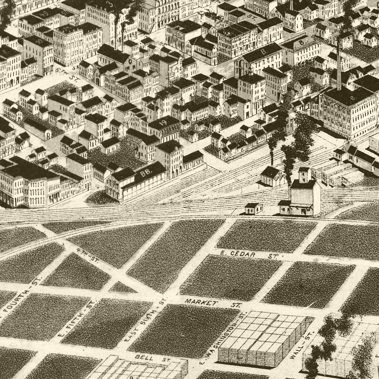 Vintage Map of Dubuque, Iowa 1889