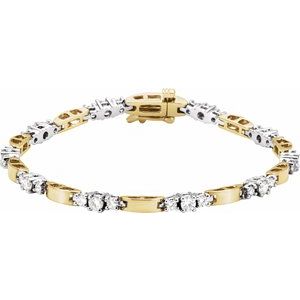 14K Yellow/White Gold 1 3/4 CTW Natural Diamond Line 7" Bracelet