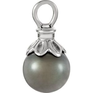 14K White Gold Cultured Gray Tahitian Pearl Pendant