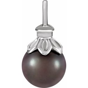 14K White Gold Cultured Gray Tahitian Pearl Pendant