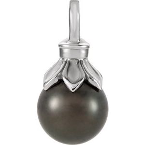 14K White Gold Cultured Tahitian Pearl Pendant