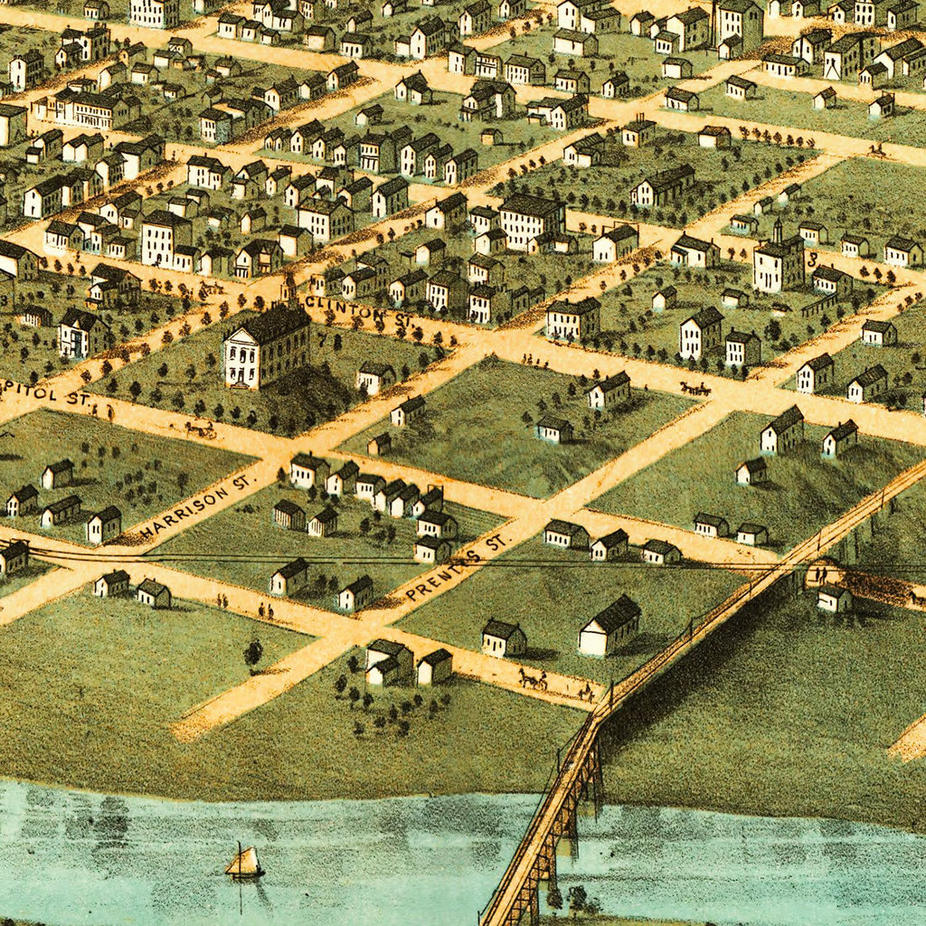 Vintage Map of Iowa City, Iowa 1868