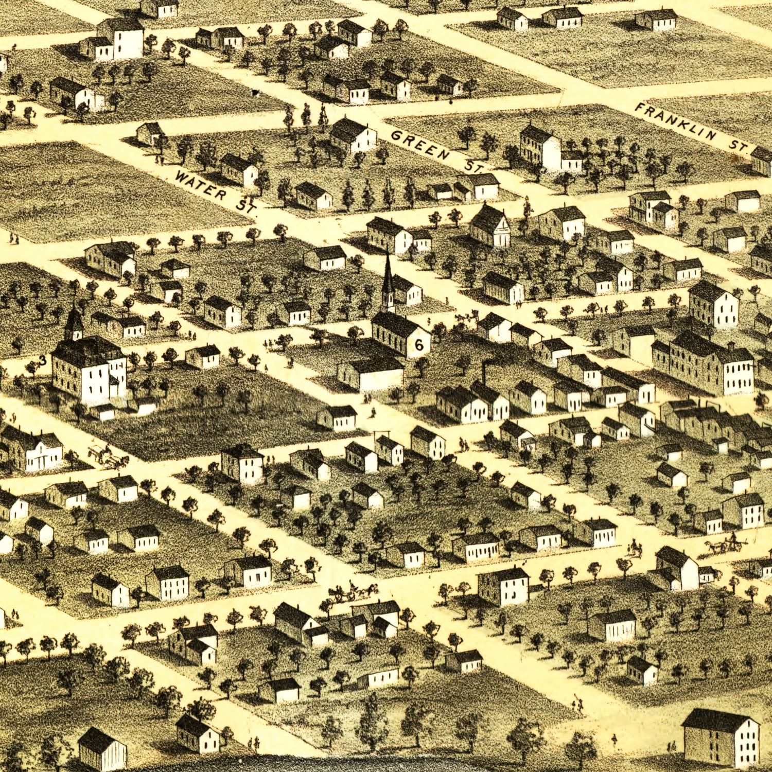 Vintage Map of Marengo, Iowa 1868