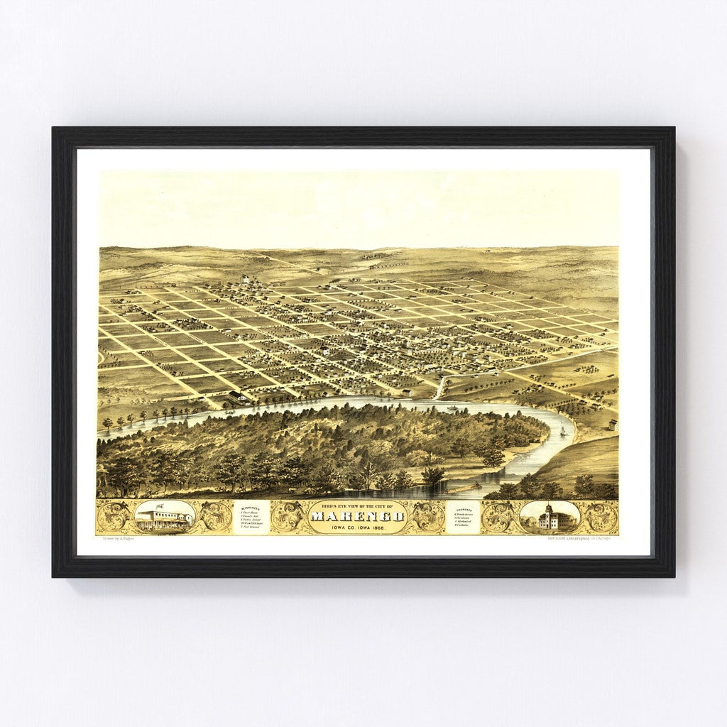 Vintage Map of Marengo, Iowa 1868