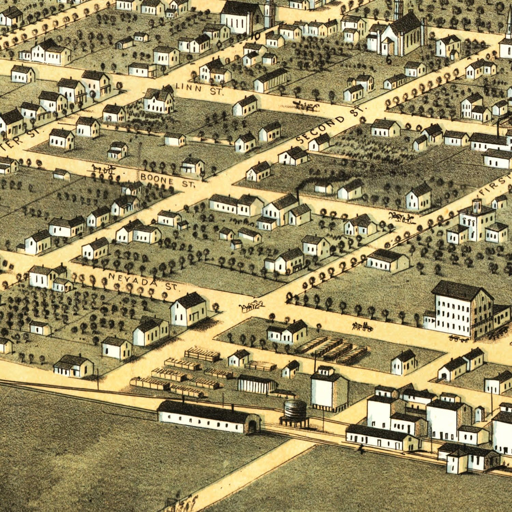 Vintage Map of Marshalltown, Iowa 1868