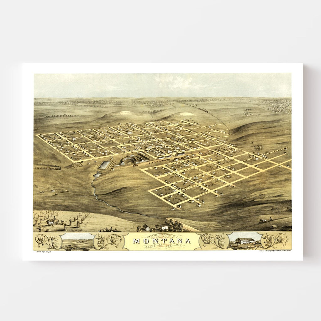 Vintage Map of Montana, Iowa 1868