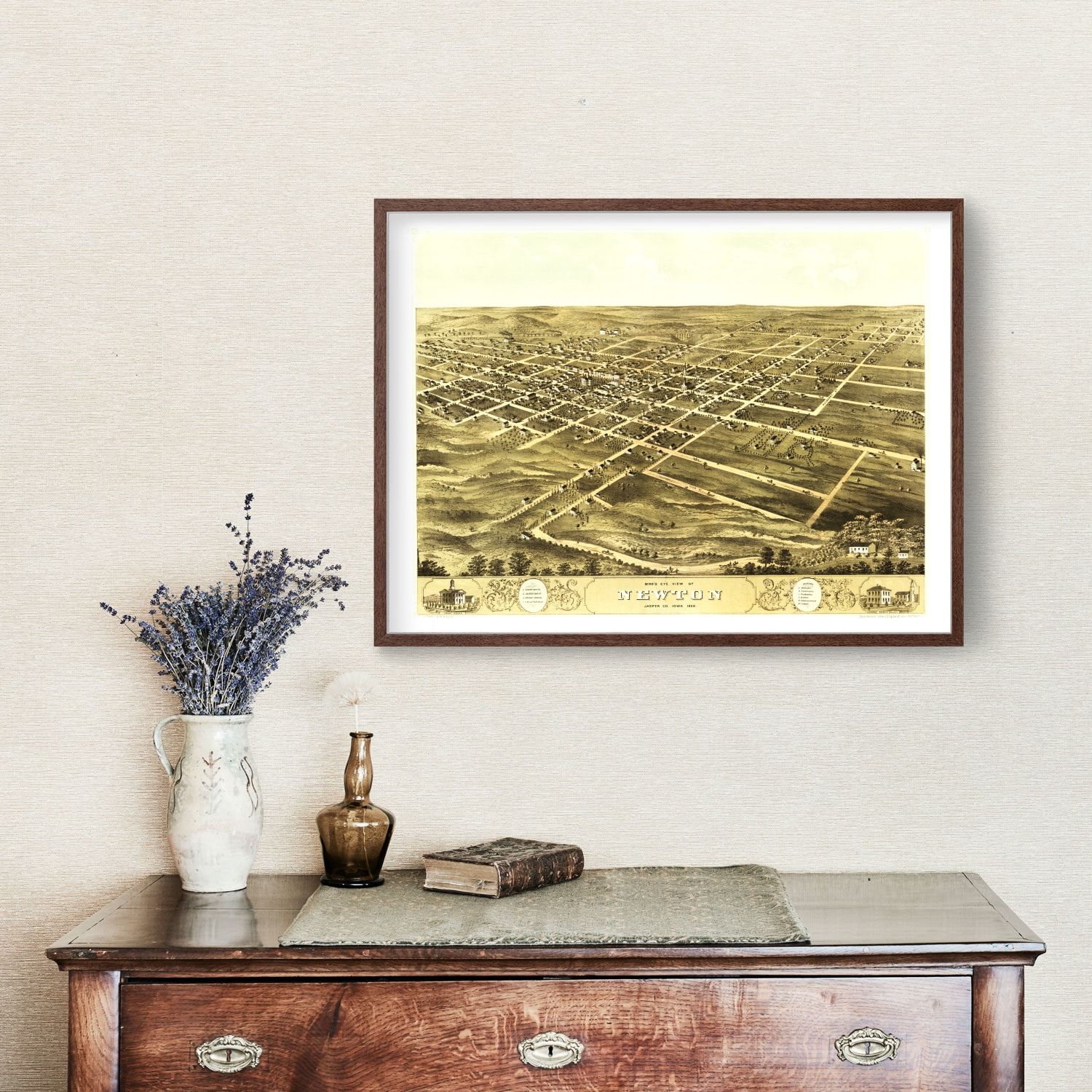 Vintage Map of Newton, Iowa 1868