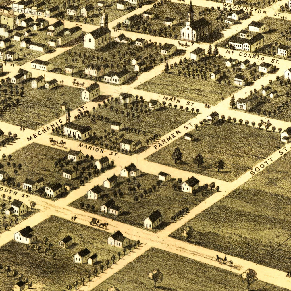 Vintage Map of Newton, Iowa 1868